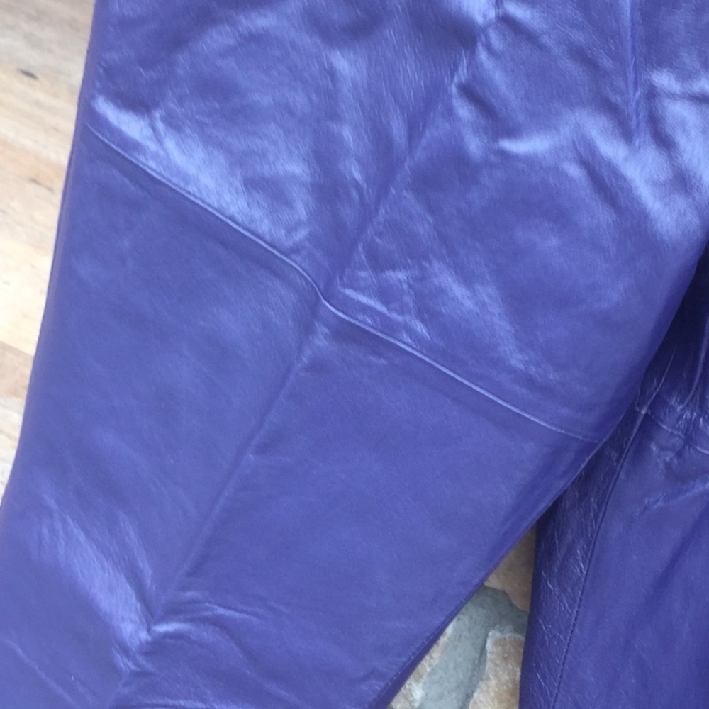 Purple leather pants disco retro chic cowgirl boho festival western concert - Picture 4 of 9